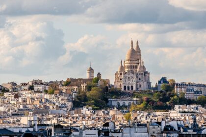 Paris skyline with Sacre Coeur basilica and Montmartre, Paris, France