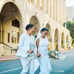 LGBTQIA couple celebrating their love with an elopement wedding in the city.